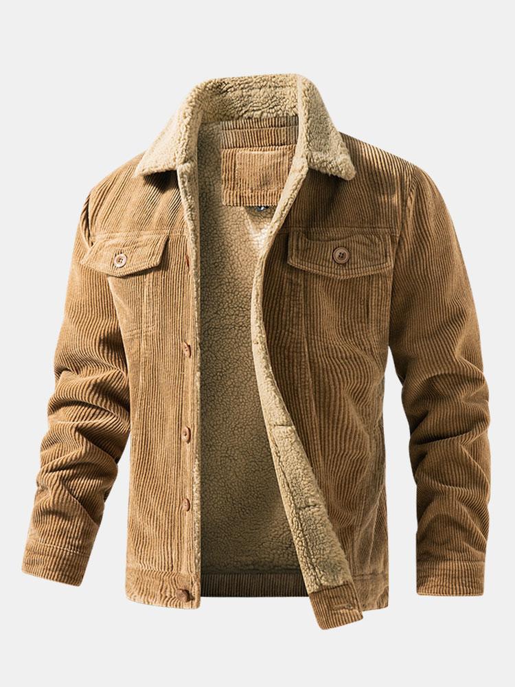Nathaniel | Men's Teddy-Lined Ribbed Winter Jacket