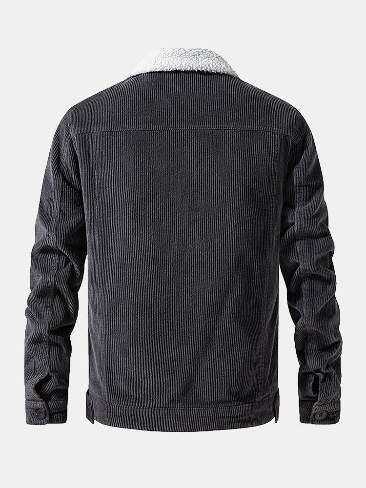 Nathaniel | Men's Teddy-Lined Ribbed Winter Jacket