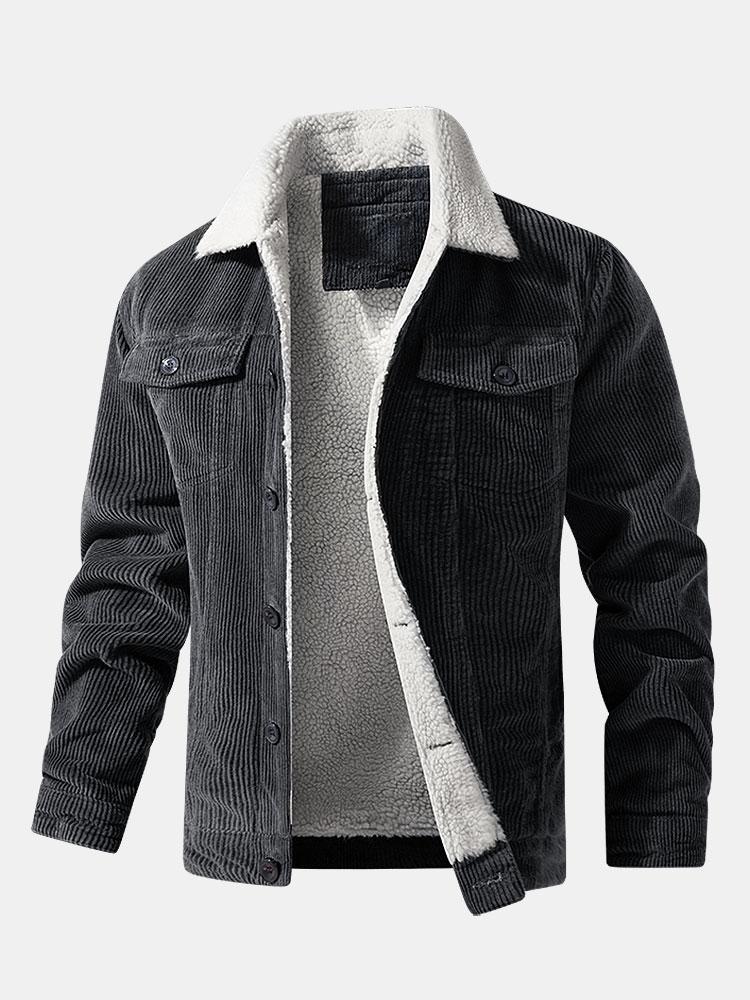 Nathaniel | Men's Teddy-Lined Ribbed Winter Jacket