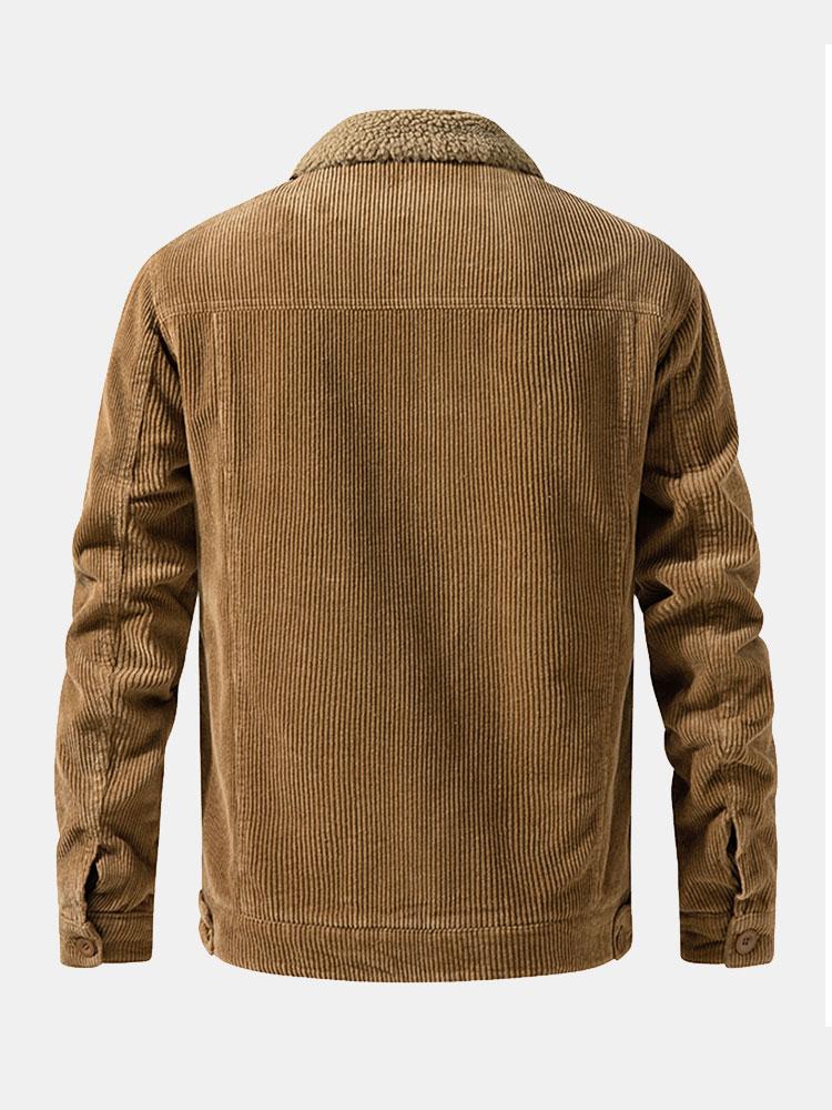 Nathaniel | Men's Teddy-Lined Ribbed Winter Jacket