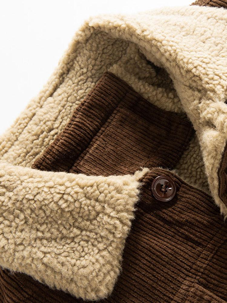 Nathaniel | Men's Teddy-Lined Ribbed Winter Jacket
