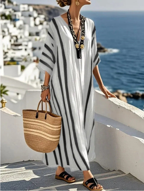Ottilie | Women's Striped Kaftan Maxi Summer Dress