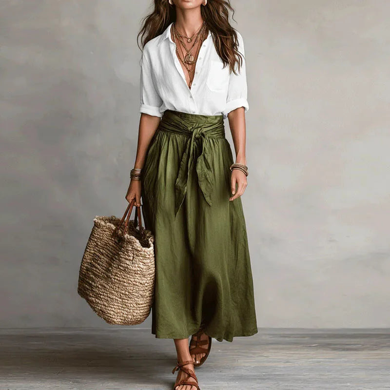 Perdita | Women's Tie-Waist Midi Skirt Two-Piece Summer Set