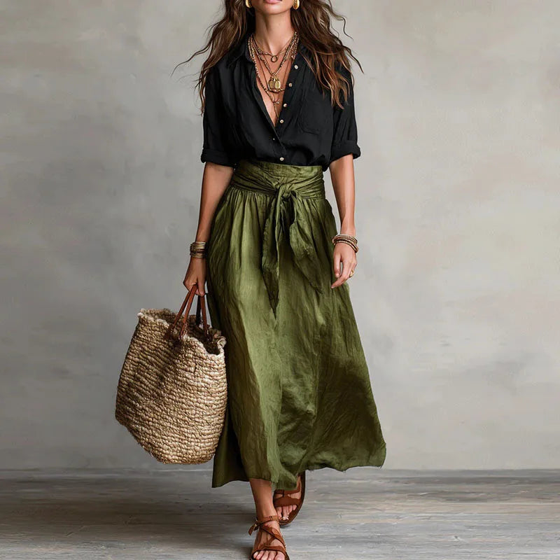 Perdita | Women's Tie-Waist Midi Skirt Two-Piece Summer Set