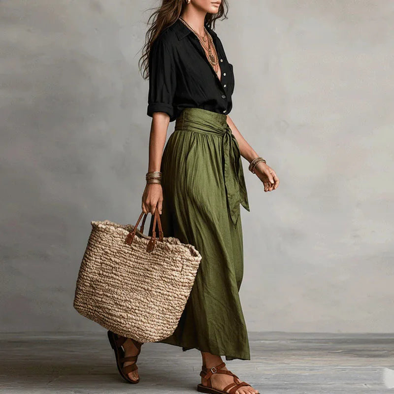 Perdita | Women's Tie-Waist Midi Skirt Two-Piece Summer Set
