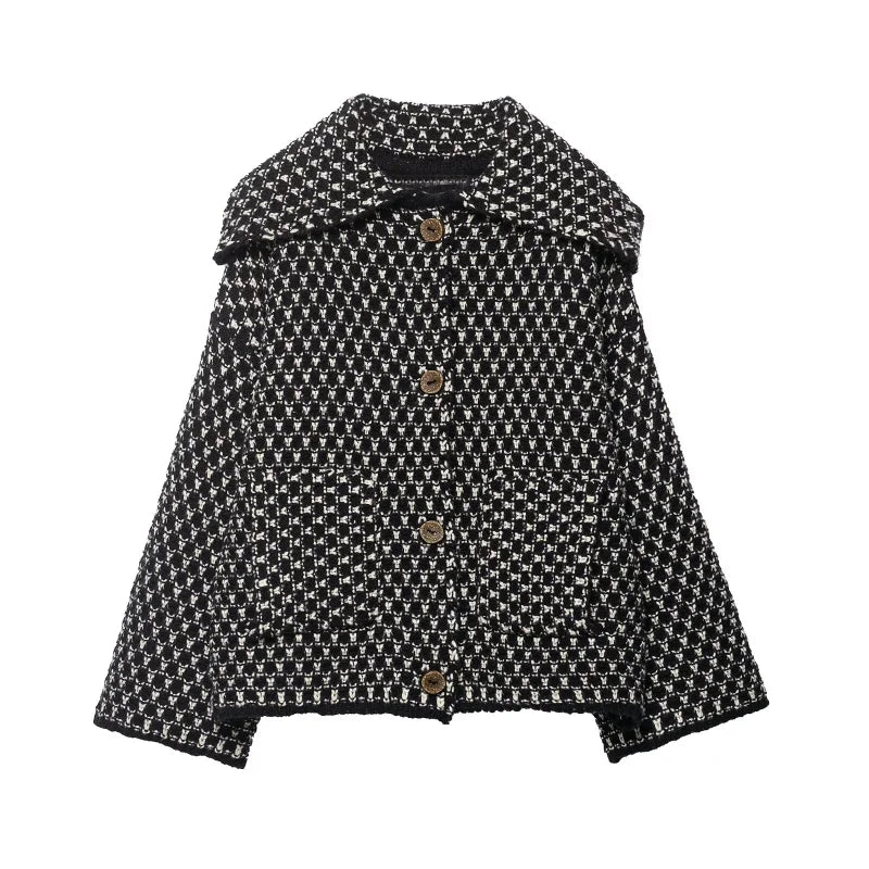 Philippa | Women's Checked Oversized Knit Cardigan Coat