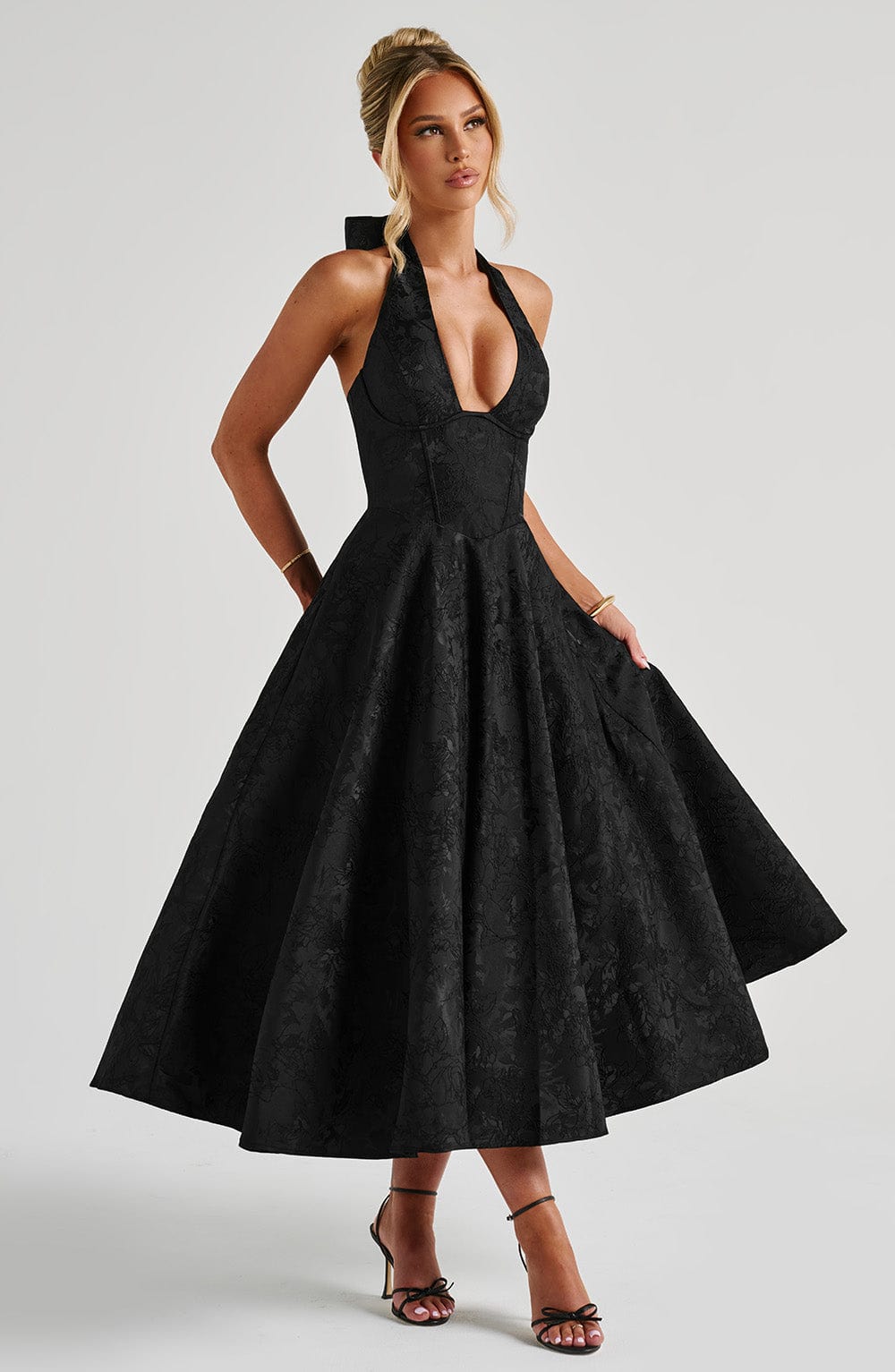 Rosalie | Women's Halter-Neck Midi Wedding Guest Dress