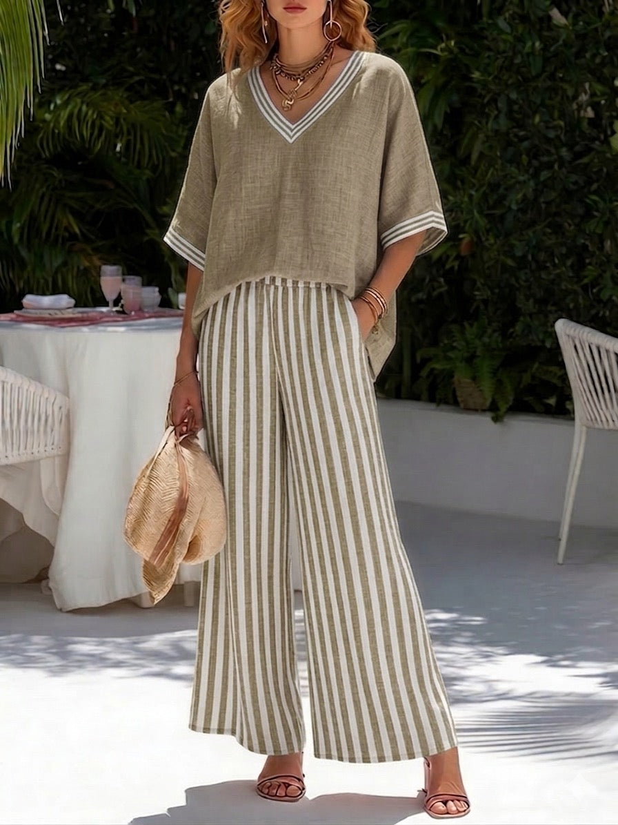 Flora | Women's Striped Two-Piece Summer Set