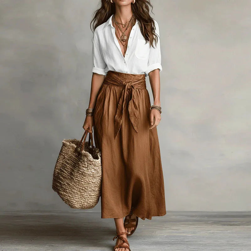 Perdita | Women's Tie-Waist Midi Skirt Two-Piece Summer Set