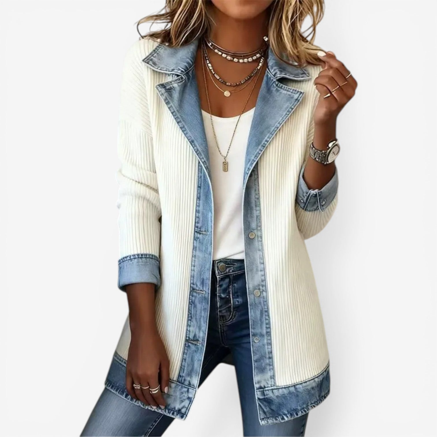 Sabrina | Women's Layered Collar Button Jacket