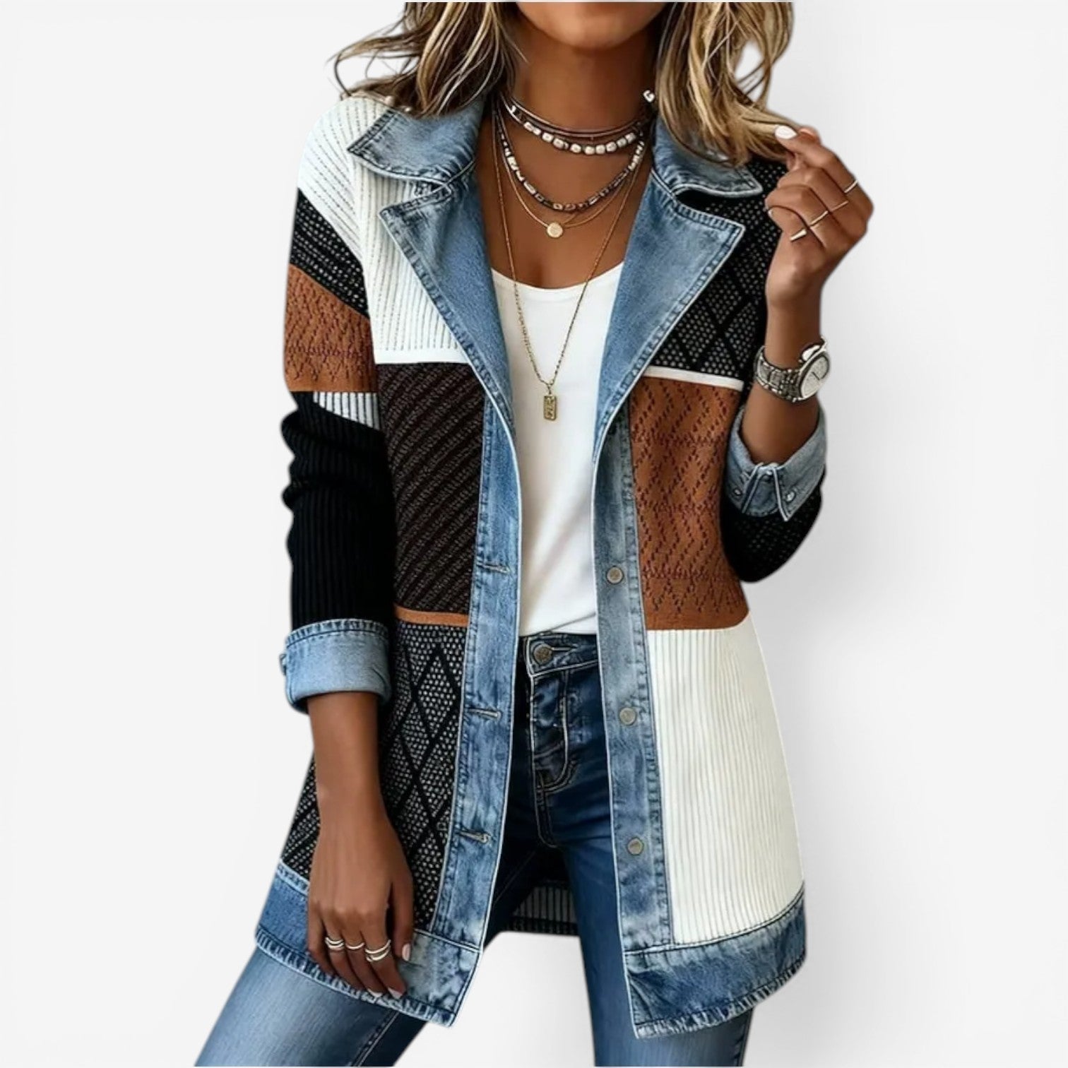 Sabrina | Women's Layered Collar Button Jacket