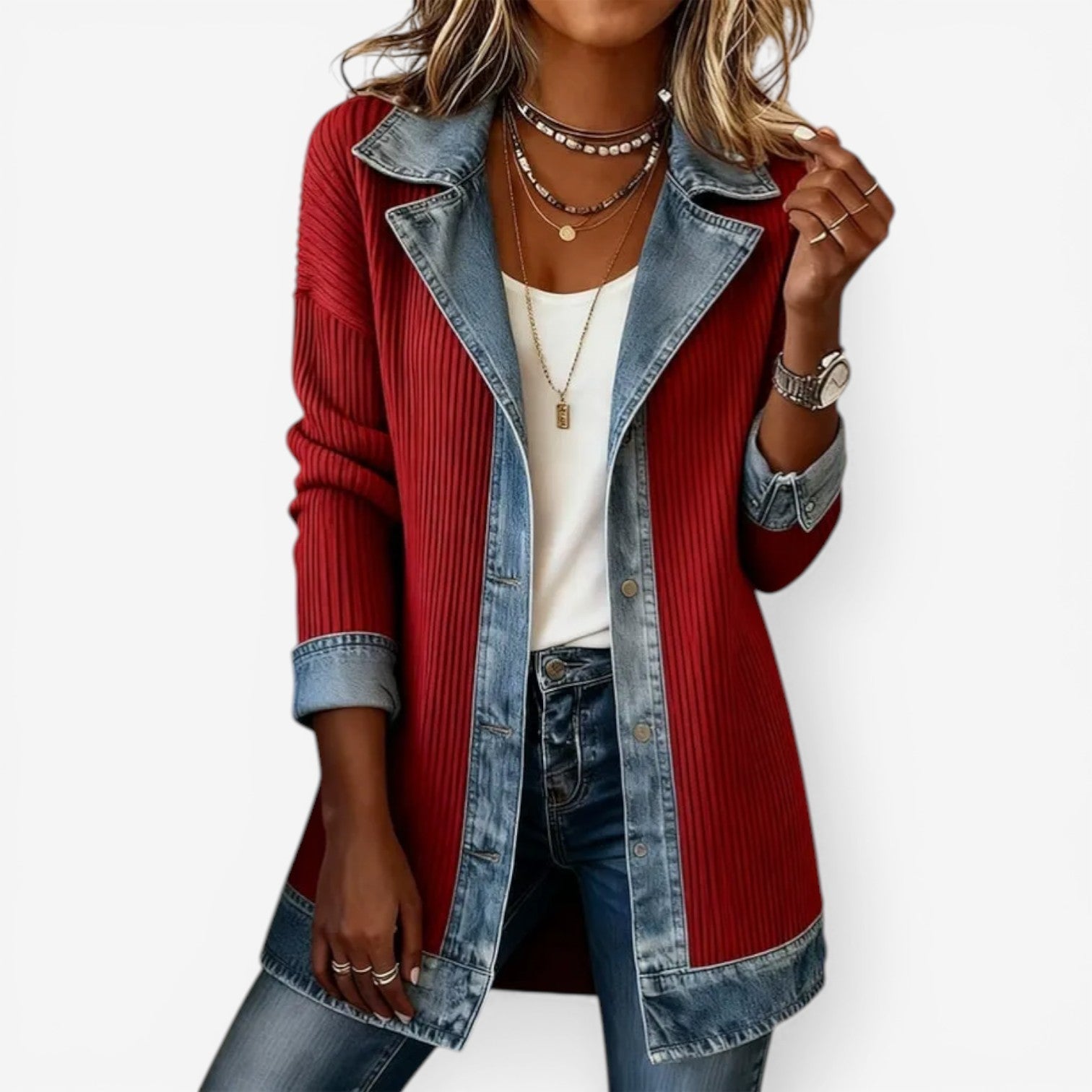Sabrina | Women's Layered Collar Button Jacket