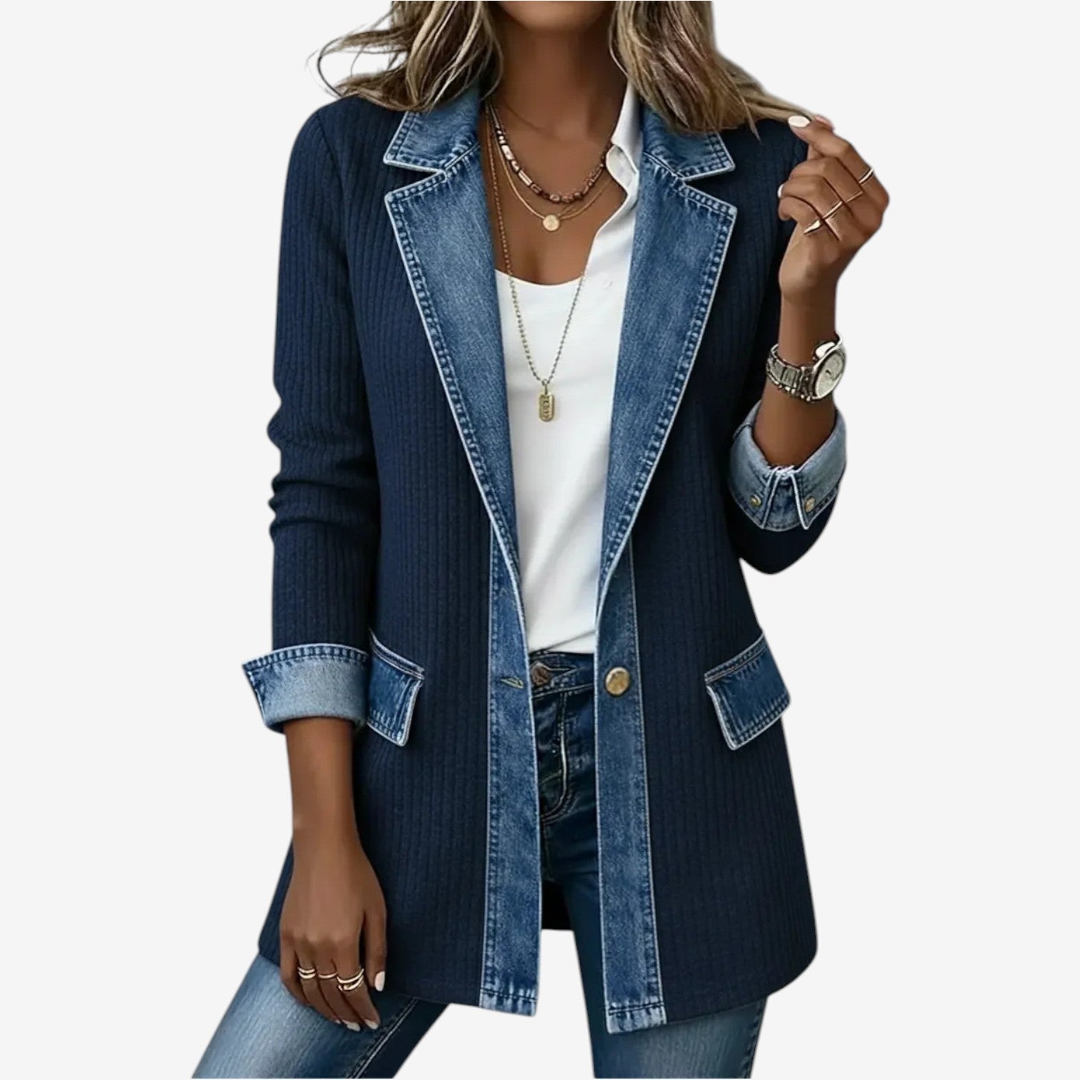 Sabrina | Women's Layered Collar Button Jacket