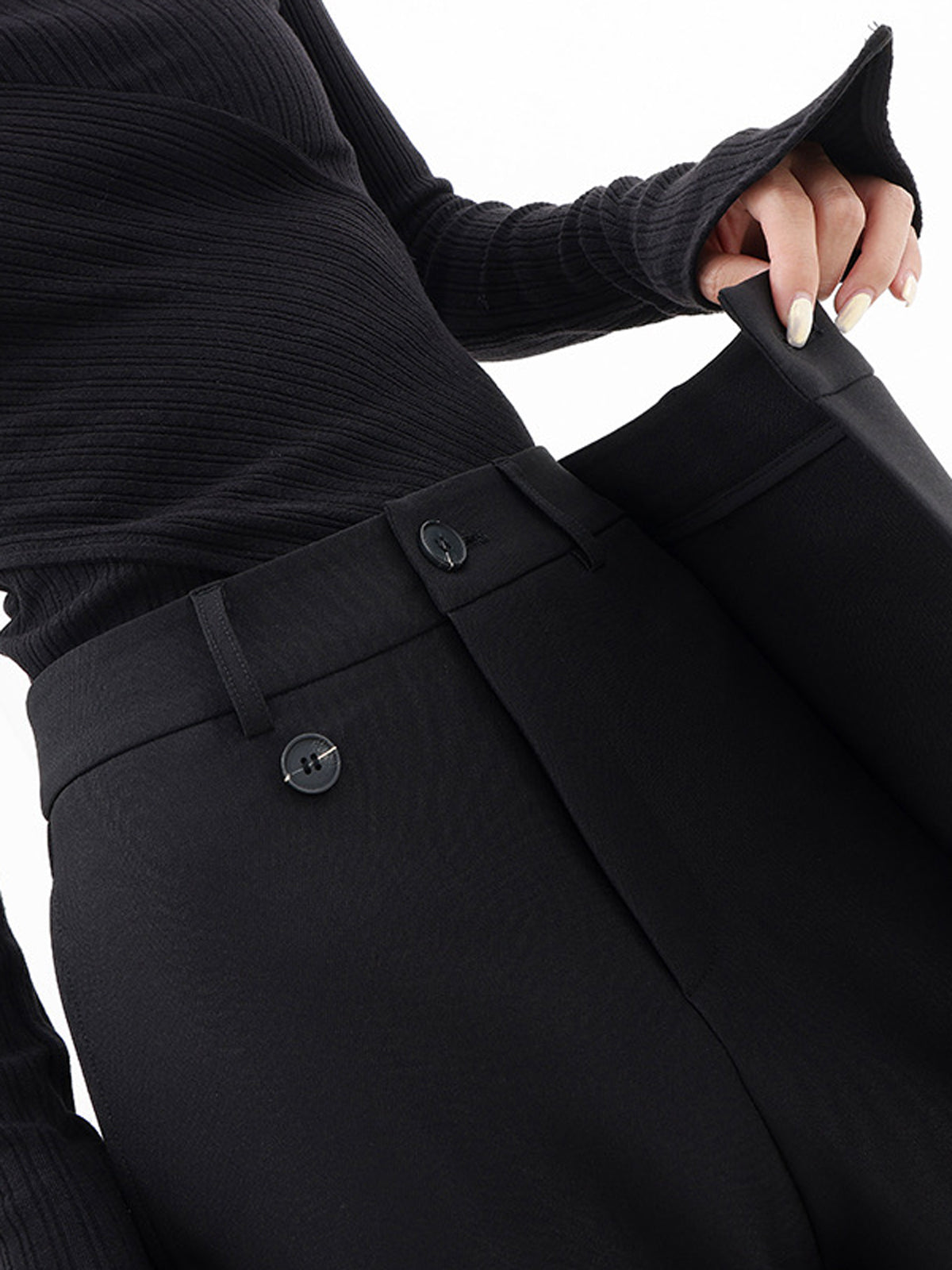 Vera | Women's Asymmetric Button Wide-Leg Trousers
