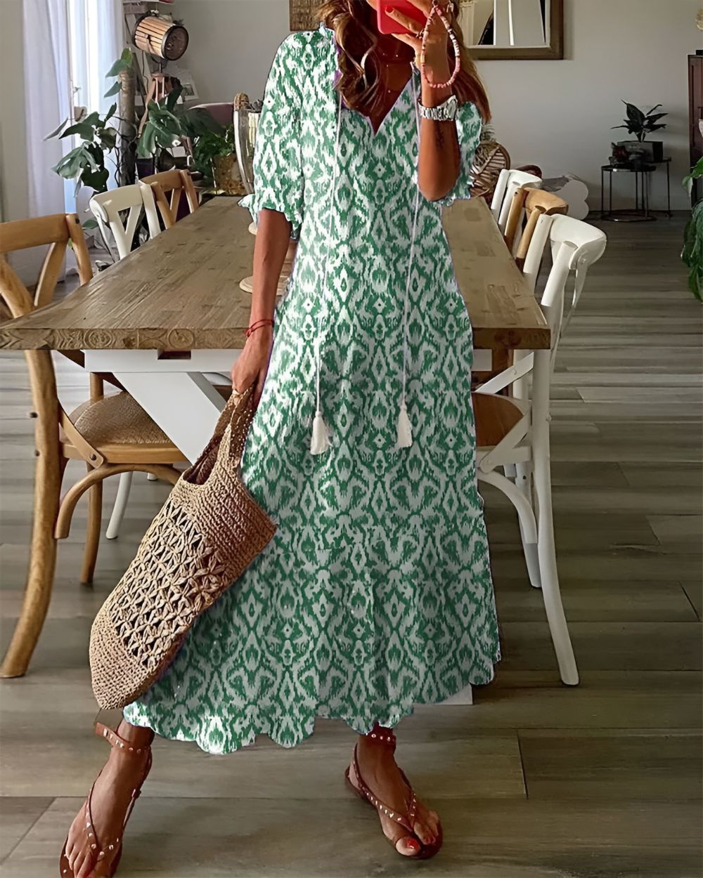 Esme | Women's Boho Tassel Beach Cover-Up Maxi Dress
