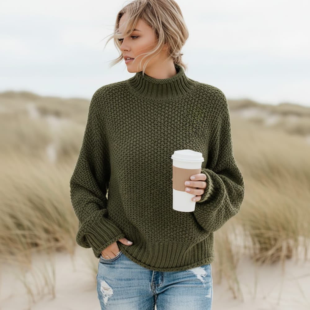 Women's Boho Turtleneck Winter Knit Sweater