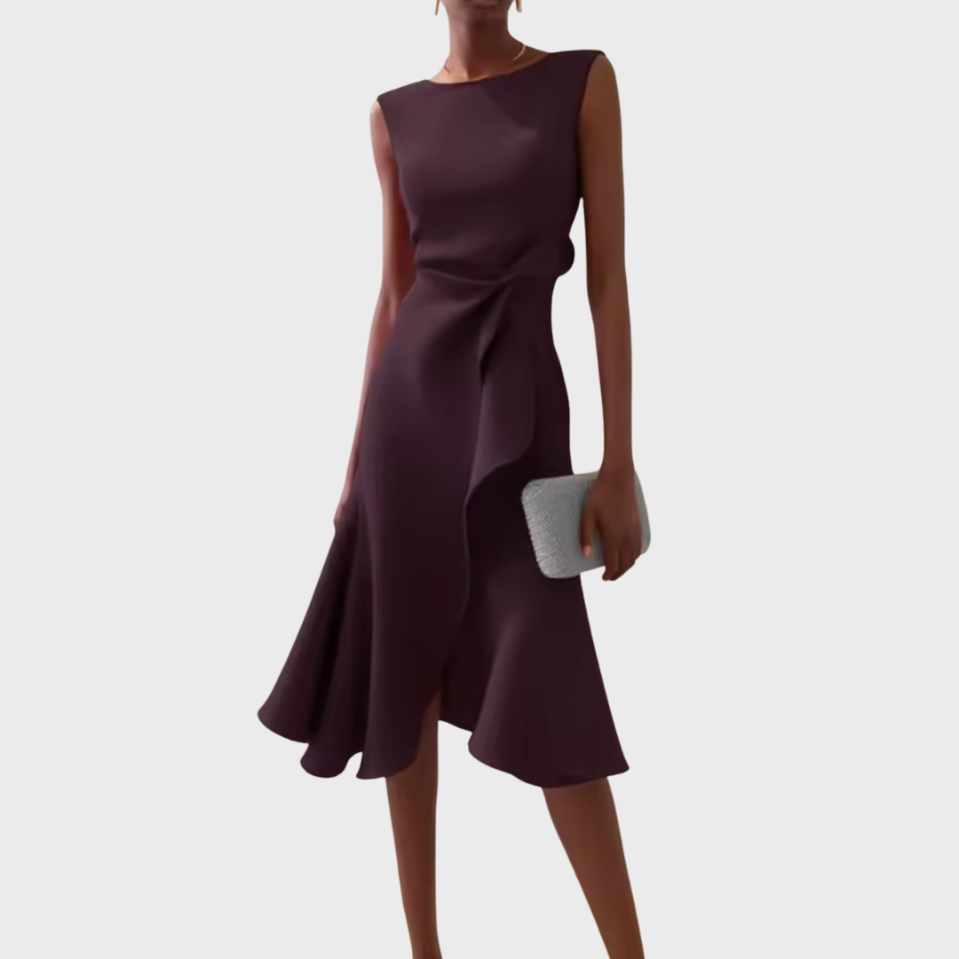 Beatrice | Women's Draped Asymmetric Midi Dress