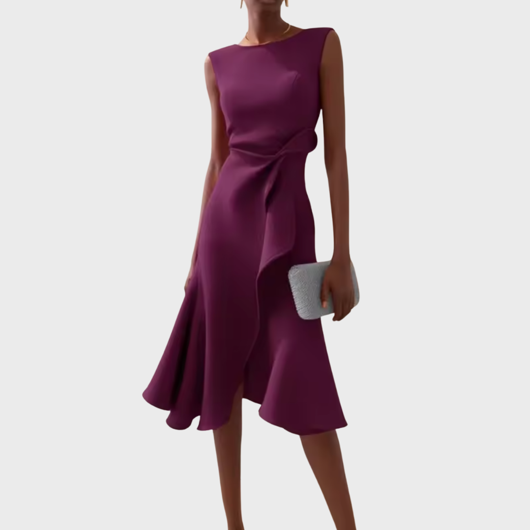 Beatrice | Women's Draped Asymmetric Midi Dress