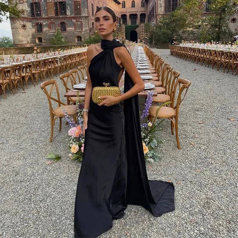 Vivienne | Women's Draped One-Shoulder Maxi Dress