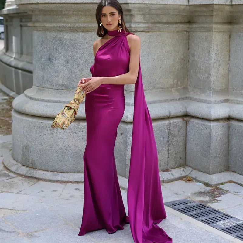 Vivienne | Women's Draped One-Shoulder Maxi Dress