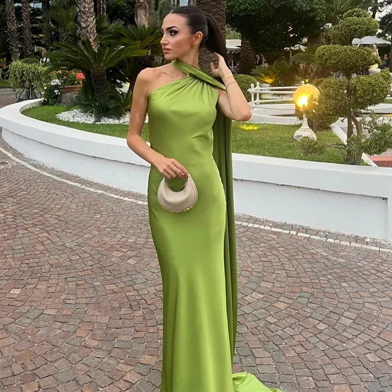 Vivienne | Women's Draped One-Shoulder Maxi Dress
