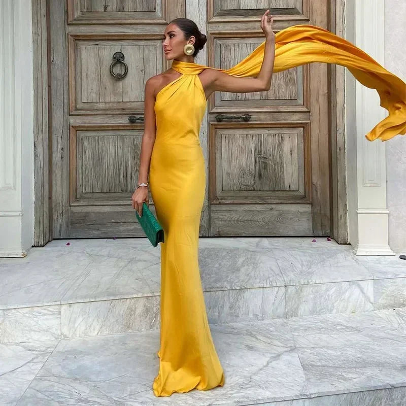 Vivienne | Women's Draped One-Shoulder Maxi Dress