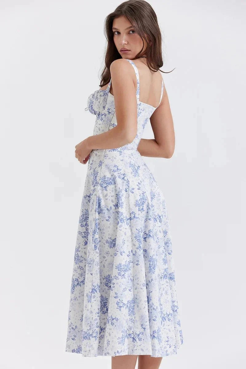 Mirabel | Women's Floral Corset Midi Summer Dress
