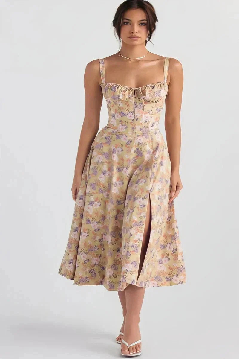 Mirabel | Women's Floral Corset Midi Summer Dress