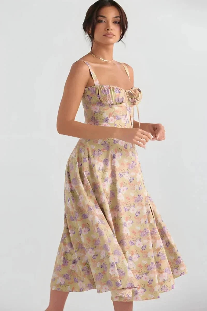 Mirabel | Women's Floral Corset Midi Summer Dress