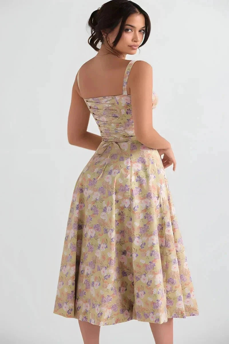 Mirabel | Women's Floral Corset Midi Summer Dress