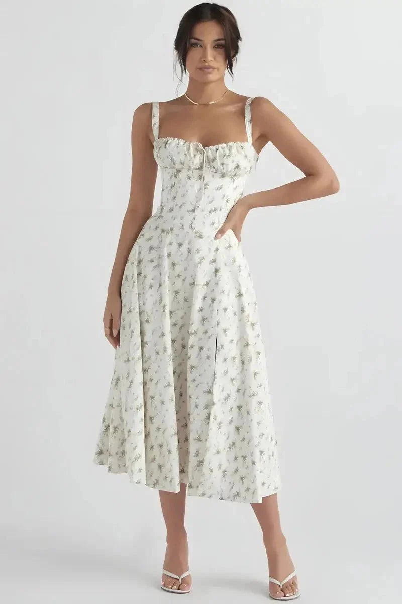 Mirabel | Women's Floral Corset Midi Summer Dress