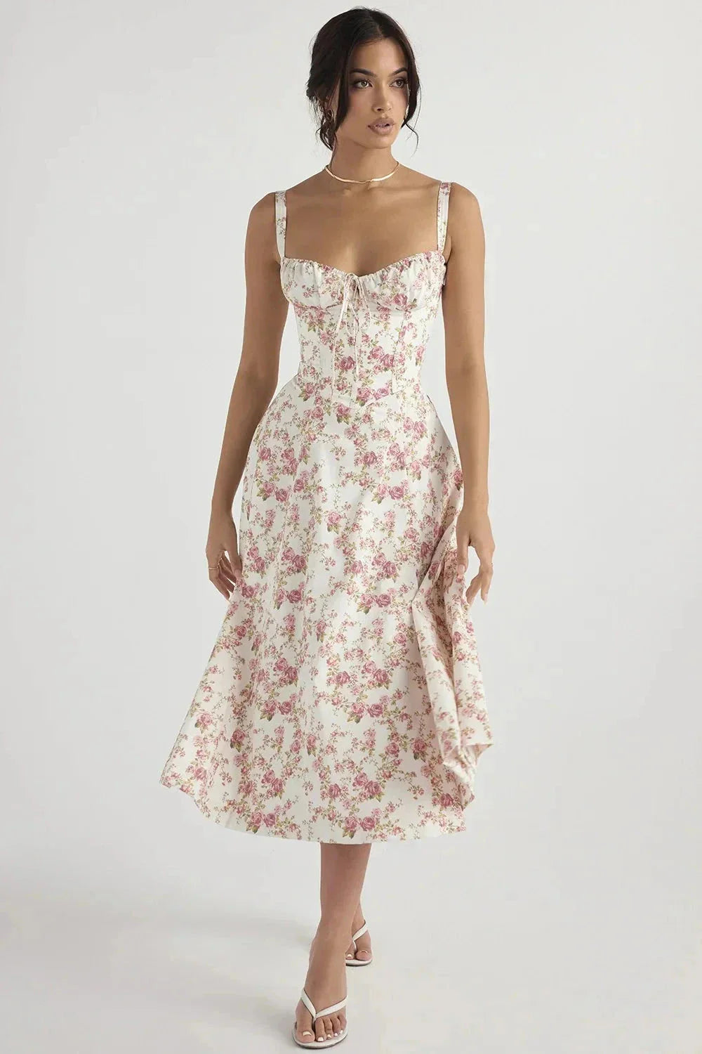 Mirabel | Women's Floral Corset Midi Summer Dress