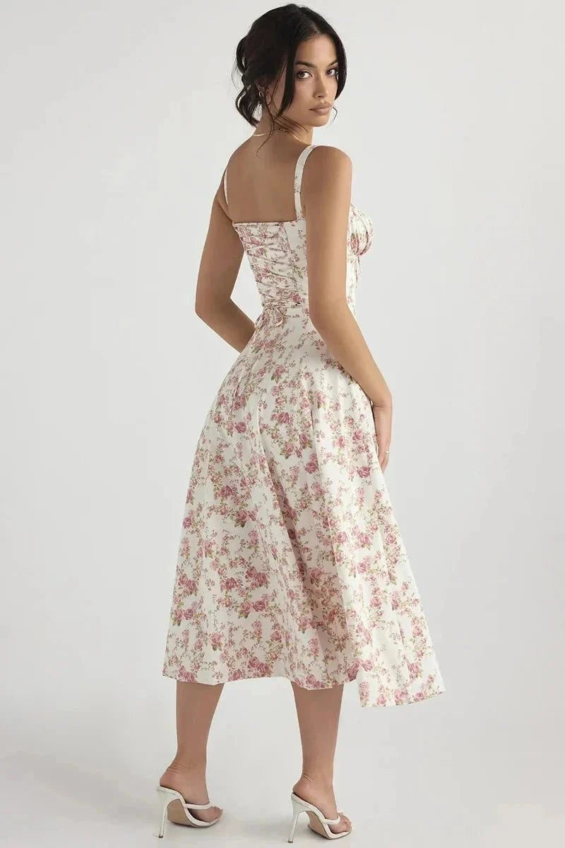 Mirabel | Women's Floral Corset Midi Summer Dress