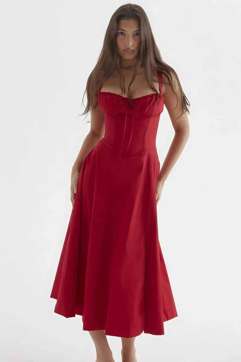 Mirabel | Women's Floral Corset Midi Summer Dress
