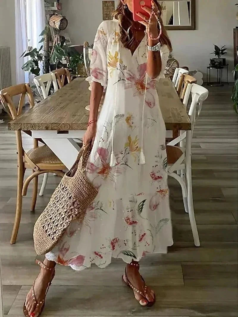 Odette | Women's Floral V-Neck Maxi Summer Dress