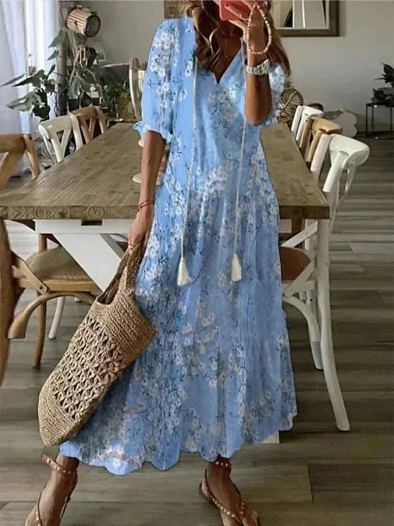 Odette | Women's Floral V-Neck Maxi Summer Dress