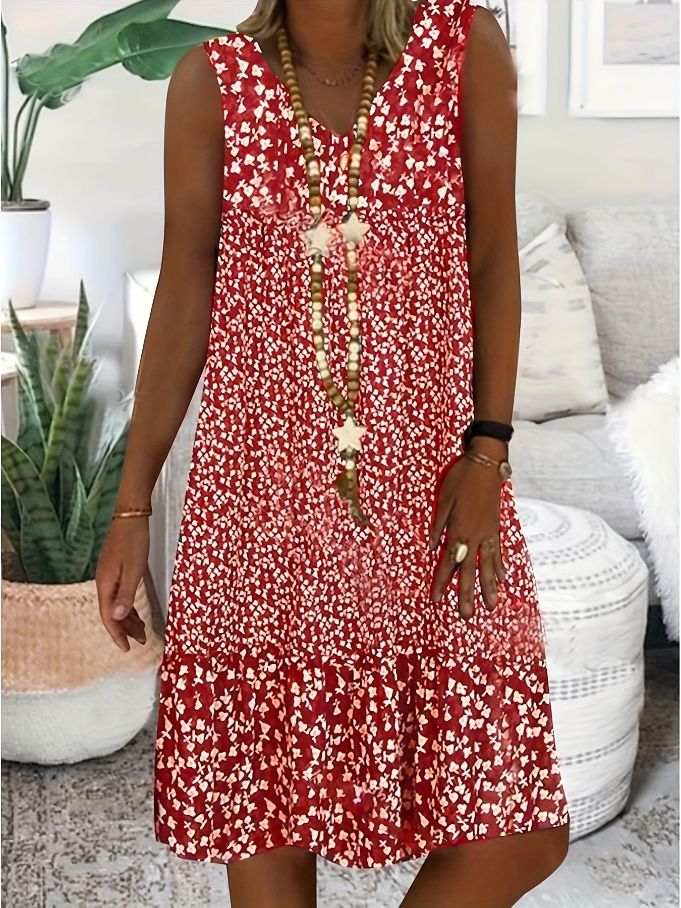 Aveline | Women's Floral V-Neck Sleeveless Maxi Summer Dress