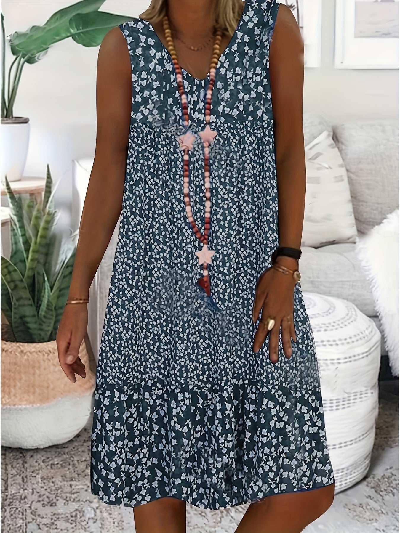 Aveline | Women's Floral V-Neck Sleeveless Maxi Summer Dress