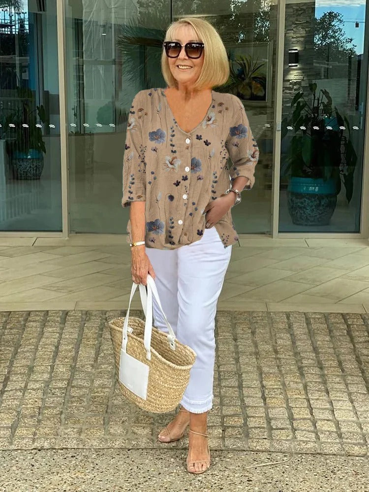 Iris | Women's Floral V-Neck Summer Blouse