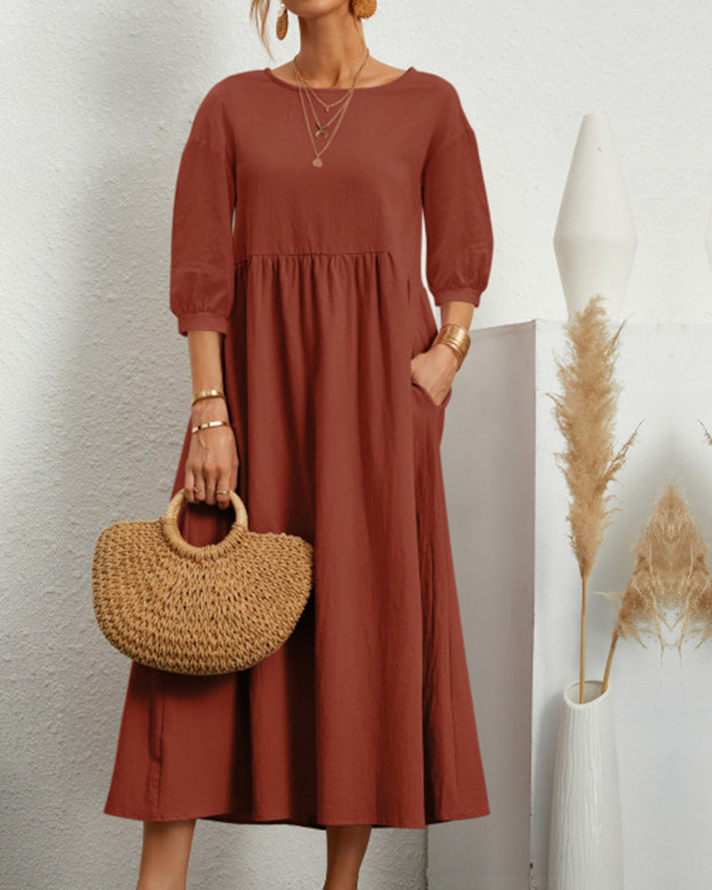 Mabel | Women's Lantern Sleeve Summer Midi Dress