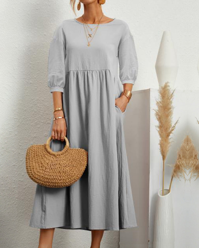 Mabel | Women's Lantern Sleeve Summer Midi Dress