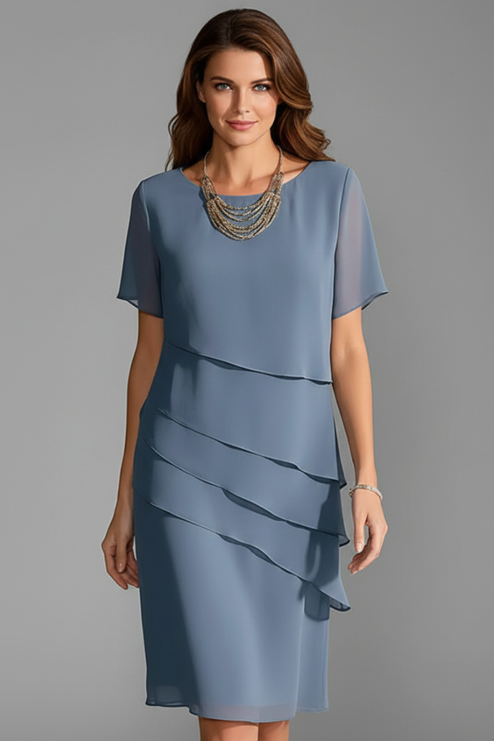 Mia | Women's Layered Front Short Sleeve Dress