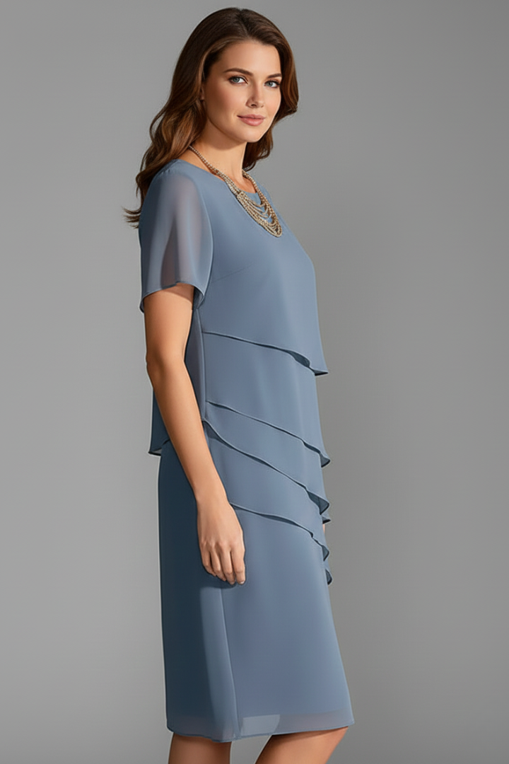 Mia | Women's Layered Front Short Sleeve Dress