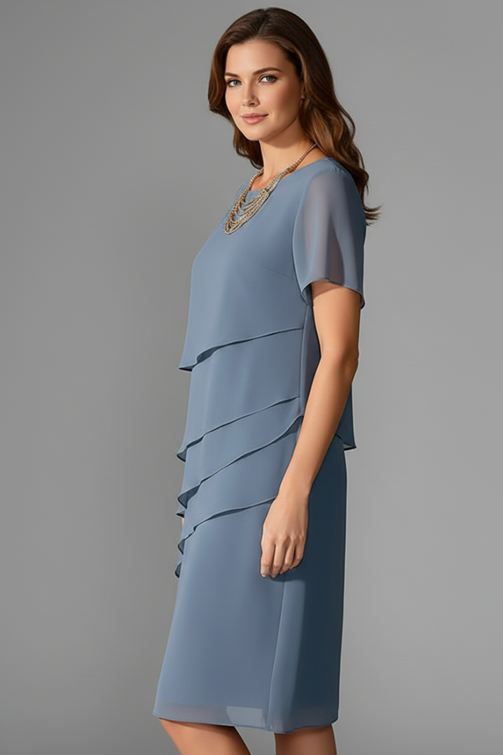 Mia | Women's Layered Front Short Sleeve Dress