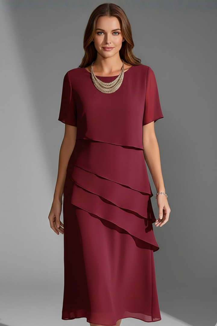 Mia | Women's Layered Front Short Sleeve Dress