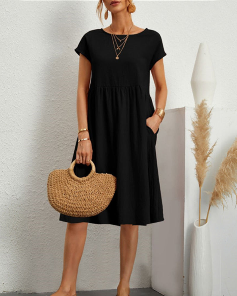 Edie | Women's Loose Round Neck Summer Midi Dress