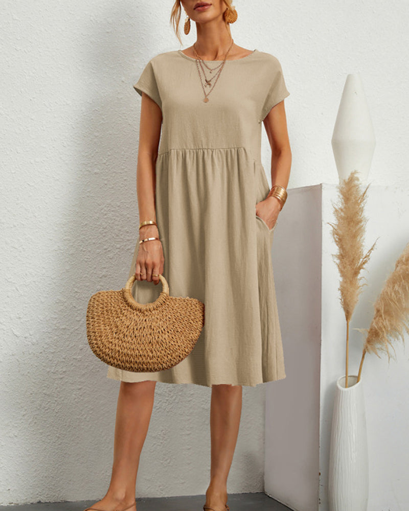 Edie | Women's Loose Round Neck Summer Midi Dress