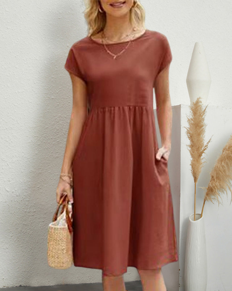 Edie | Women's Loose Round Neck Summer Midi Dress