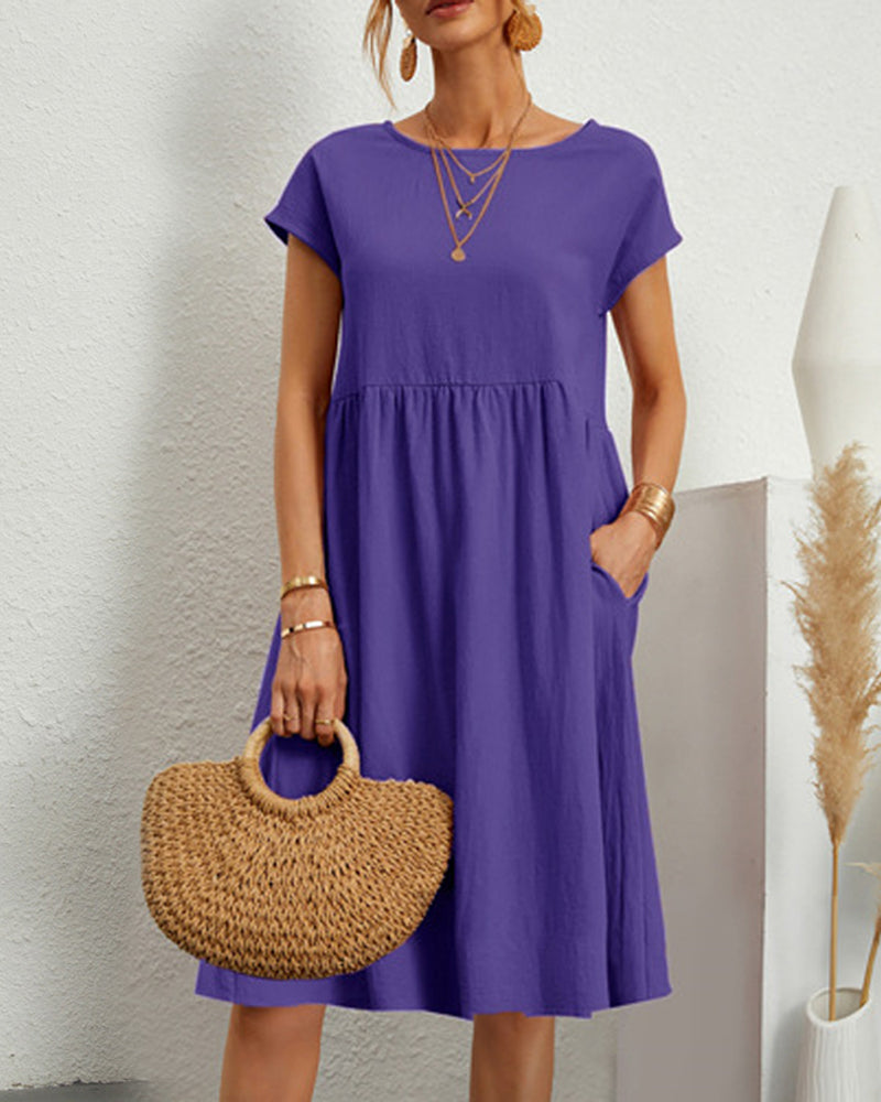 Edie | Women's Loose Round Neck Summer Midi Dress