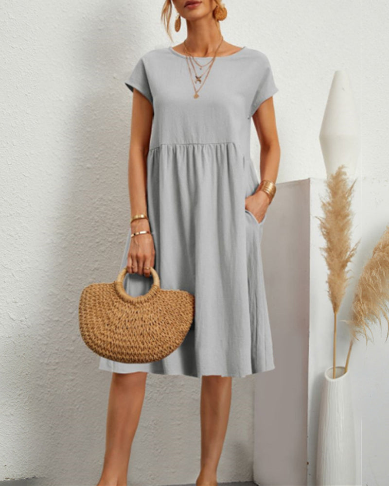 Edie | Women's Loose Round Neck Summer Midi Dress